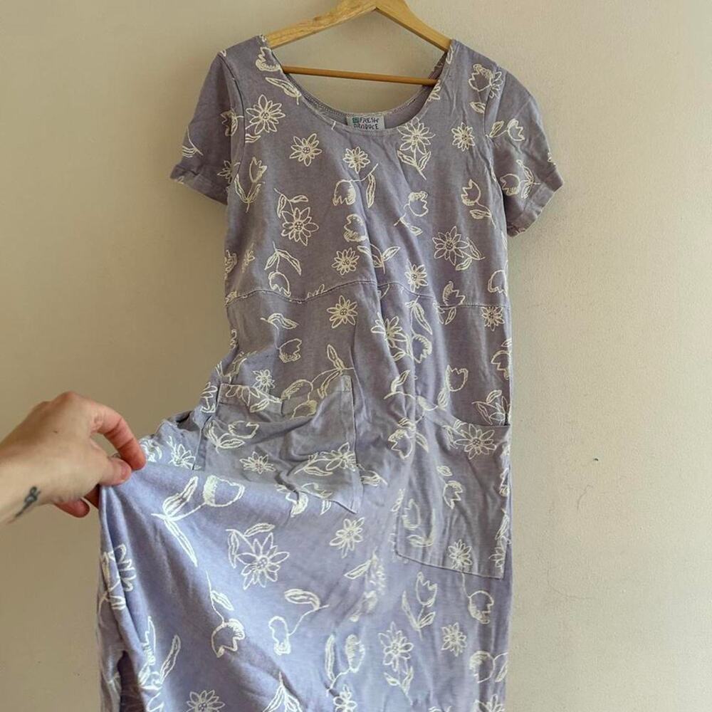 Vintage fresh produce purple floral dress